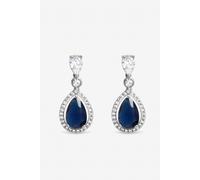 Jon Richard Women's Rhodium Plated Cubic Zirconia Sapphire Pear Drop Earrings in Silver Jon Richard Silver One Size