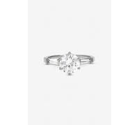 Jon Richard Rhodium Plated Cubic Zirconia Solitaire Ring In Silver Silver XL