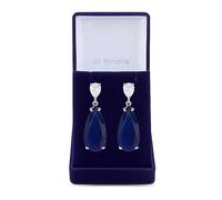 Jon Richard Rhodium Plated Cubic Zirconia Statement Blue Peardrop Earrings - Gift Boxed Blue