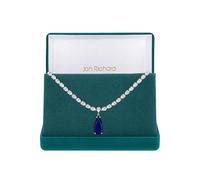 Jon Richard Rhodium Plated Cubic Zirconia Statement Blue Peardrop Necklace - Gift Boxed Blue