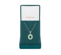 Jon Richard Rhodium Plated Cubic Zirconia Statement Emerald Pendant Necklace