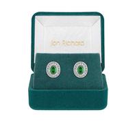 Jon Richard Rhodium Plated Cubic Zirconia Statement Emerald Stud Earrings