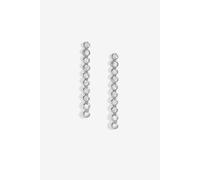 Jon Richard Women's Rhodium Plated Cubic Zirconia Tennis Earrings in Silver Jon Richard Silver One Size