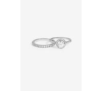Jon Richard Rhodium Plated Halo Engagement Ring Set In Silver Silver S