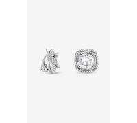 Jon Richard Women's Rhodium Plated Large Square Halo Stud Earrings in Silver Jon Richard Silver One Size