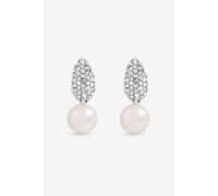 Jon Richard Rhodium Plated Pave Pearl Drop Earrings One Size Silver