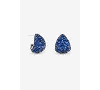 Jon Richard Rhodium Plated Pave And Sapphire Dome Earrings In Silver Silver One Size