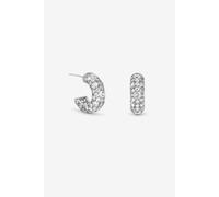 Jon Richard Women's Rhodium Plated Pave Chubby Hoops in Silver Jon Richard Silver One Size