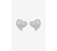 Jon Richard Rhodium Plated Pave Heart Stud Earrings In Silver Silver One Size