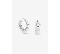 Jon Richard Rhodium Plated Pearl And Crystal Hoop Earrings In Metallic Silver Metallic Silver One Size