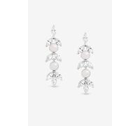Jon Richard Rhodium Plated Pearl Crystal Leaf Drop Earrings One Size Silver