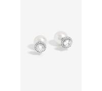 Jon Richard Rhodium Plated Pearl And Cubic Zirconia Front And Back Earrings In Silver Silver One Size