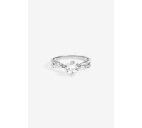 Jon Richard Rhodium Plated Solitaire Twist Band Engagement Ring In Silver Silver L