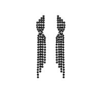 Jon Richard Rhodium Plated Statement Twisted Jet Earrings In Black Black One Size