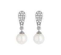 Jon Richard Rhodium Plated Teardrop Pearl Drop Earrings