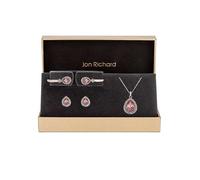 Jon Richard Rose Gold Plated with Pink Pear Crystals Trio Set - Gift Boxed Rose