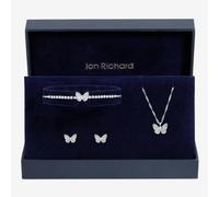 Jon Richard Silver Crystal Butterfly Trio Set - Gift Box One Size Silver