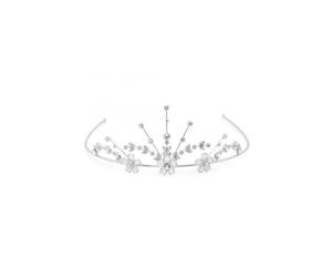 Jon Richard Silver Crystal Flower Statement Tiara - Gift Pouch Silver One Size
