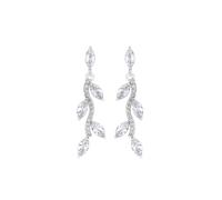 Silver Crystal Leaf Drop Earrings Jon Richard Silver One Size