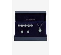 Jon Richard Silver Plated And Aqua Pear Drop Trio Set - Gift Box Silver