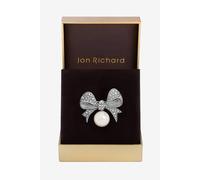 Jon Richard Silver Plated And Pearl And Crystal Bow Brooch - Gift Box Silver One Size