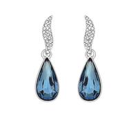 Jon Richard Silver Plated and Statement Blue Peardrop Earrings Silver