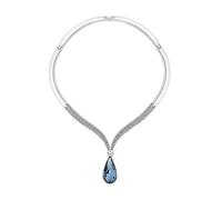 Jon Richard Silver Plated and Statement Blue Peardrop Necklace Silver