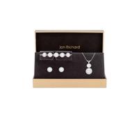 Jon Richard Silver Plated Crystal Halo Double Solitaire Trio Set - Gift Boxed Silver