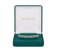 Jon Richard Silver Plated Emerald Cubic Zirconia Toggle Bracelet - Gift Boxed Blue
