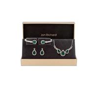 Jon Richard Silver Plated Emerald Green Pear Trio Set - Gift Boxed Gold