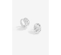 Jon Richard Silver Plated Large Ridge Hoop Earrings Silver