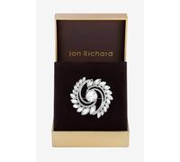 Jon Richard Silver Plated Mixed Crystal Swirl Brooch - Gift Box Silver One Size