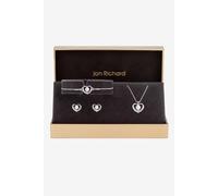 Jon Richard Silver Plated Pearl And Crystal Heart Trio Set - Gift Boxed Silver