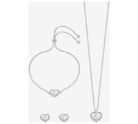 Jon Richard Silver Plated Pearl And Crystal Heart Trio Set - Gift Boxed Silver