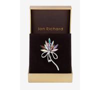 Jon Richard Silver Plated Pink Crystal Navette Decorative Brooch - Gift Boxed Silver One Size