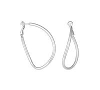 Jon Richard Silver Plated Stainless Steel Large Twist Hoop Earrings Silver