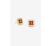 Jon Richard Women's 14K Gold Plated Crystal & Ruby Clover Studs Jon Richard Gold One Size