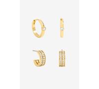 Jon Richard Women's 14K Gold Plated Polished & Pave Hoops - Pack of 2 Jon Richard Gold One Size