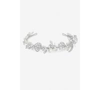 Jon Richard Women's Delilah Silver Plated Pave Feather & Pearl Tiara - Gift Pouch Jon Richard Silver One Size