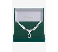 Gift Packaged Rhodium Plate And Blue Cubic Zirconia Statement Necklace Jon Richard Blue One Size