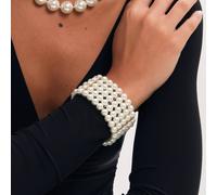 Jon Richard Women's Gold Plate 5 Row Pearl Stretch Bracelet in White Jon Richard White One Size