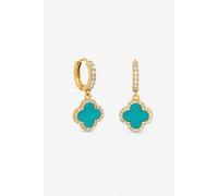 Jon Richard Women's Gold Plated Blue Clover Huggie Earrings Jon Richard Gold One Size