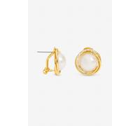 Jon Richard Gold Plated Crystal Halo and Pearl Clip Earrings One Size Gold