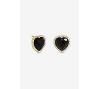 Jon Richard Women's Gold Plated Crystal & Jet Heart Studs Jon Richard Gold One Size