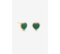 Jon Richard Women's Gold Plated Crystal & Malachite Heart Stud Earrings