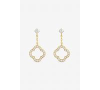 Jon Richard Women's Gold Plated & Crystal Open Clover Drop Earrings