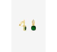 Jon Richard Women's Gold Plated Cubic Zirconia Emerald Drop Clip Earrings
