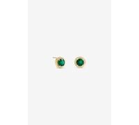 Jon Richard Women's Gold Plated Cubic Zirconia Emerald Halo Stud Earrings