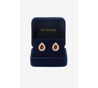 Jon Richard Women's Gold Plated Cubic Zirconia Garnet Pear Stud Earrings Jon Richard Gold One Size