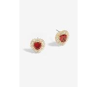 Jon Richard Women's Gold Plated Cubic Zirconia Red Heart Stud Earrings Jon Richard Gold One Size